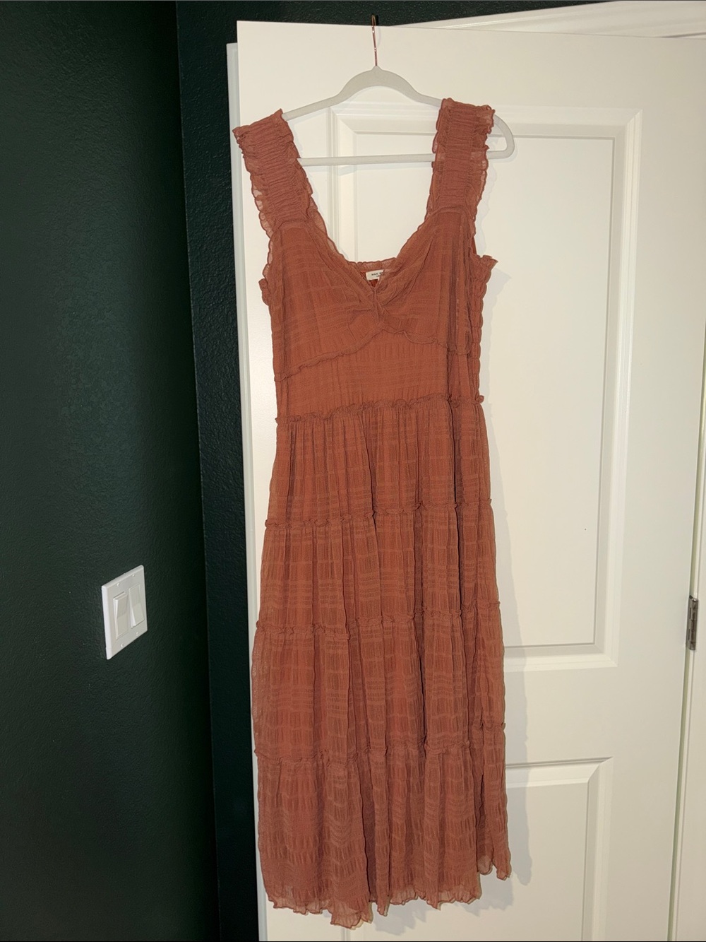 Max Studio Terracotta Ruffle-Strap Maxi Dress
